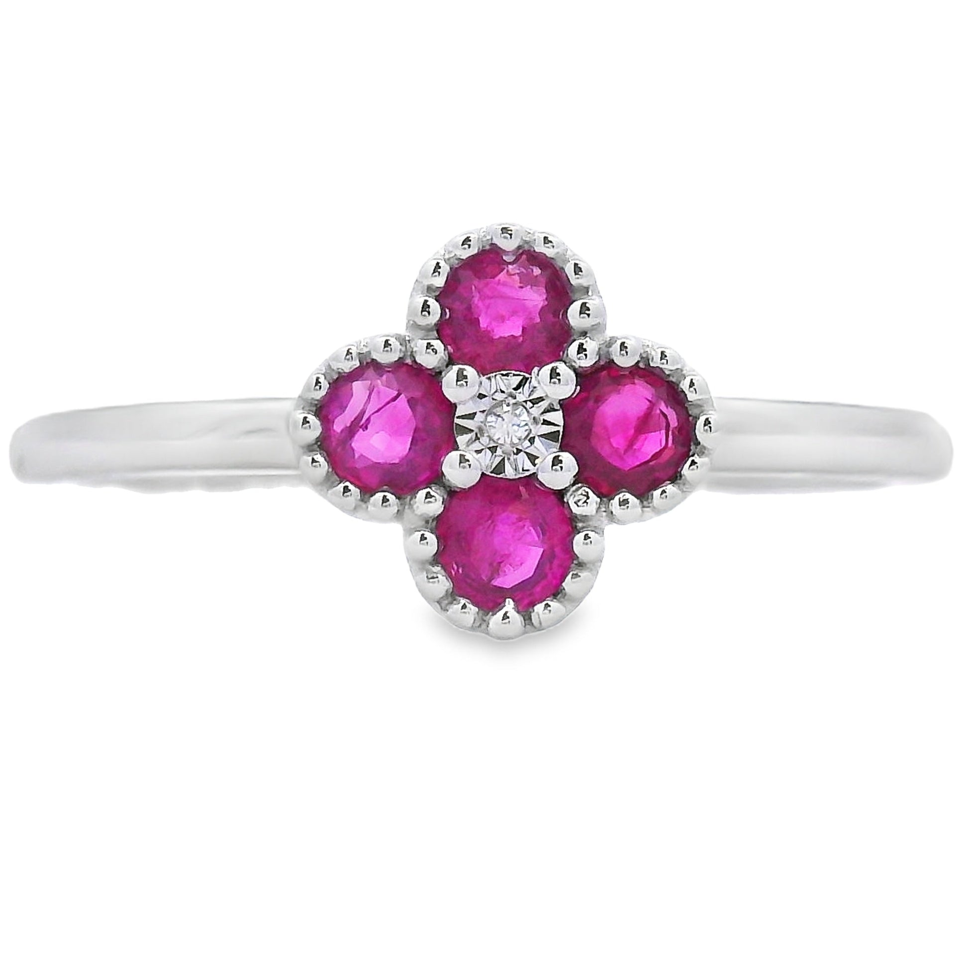 Natural .20ct Ruby Diamond Ring 10KT White Gold Bids.com