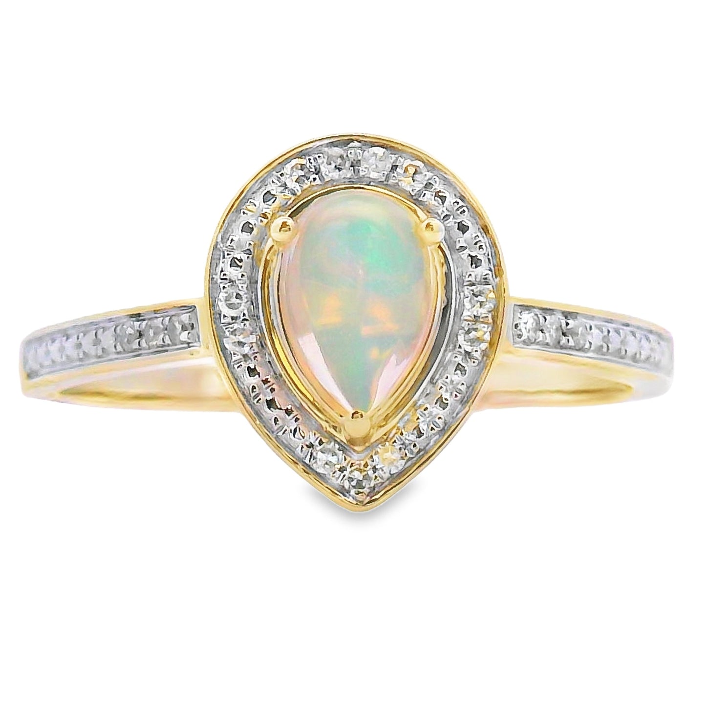 Natural .30ct Opal Diamond Ring 10KT Yellow Gold Bids.com