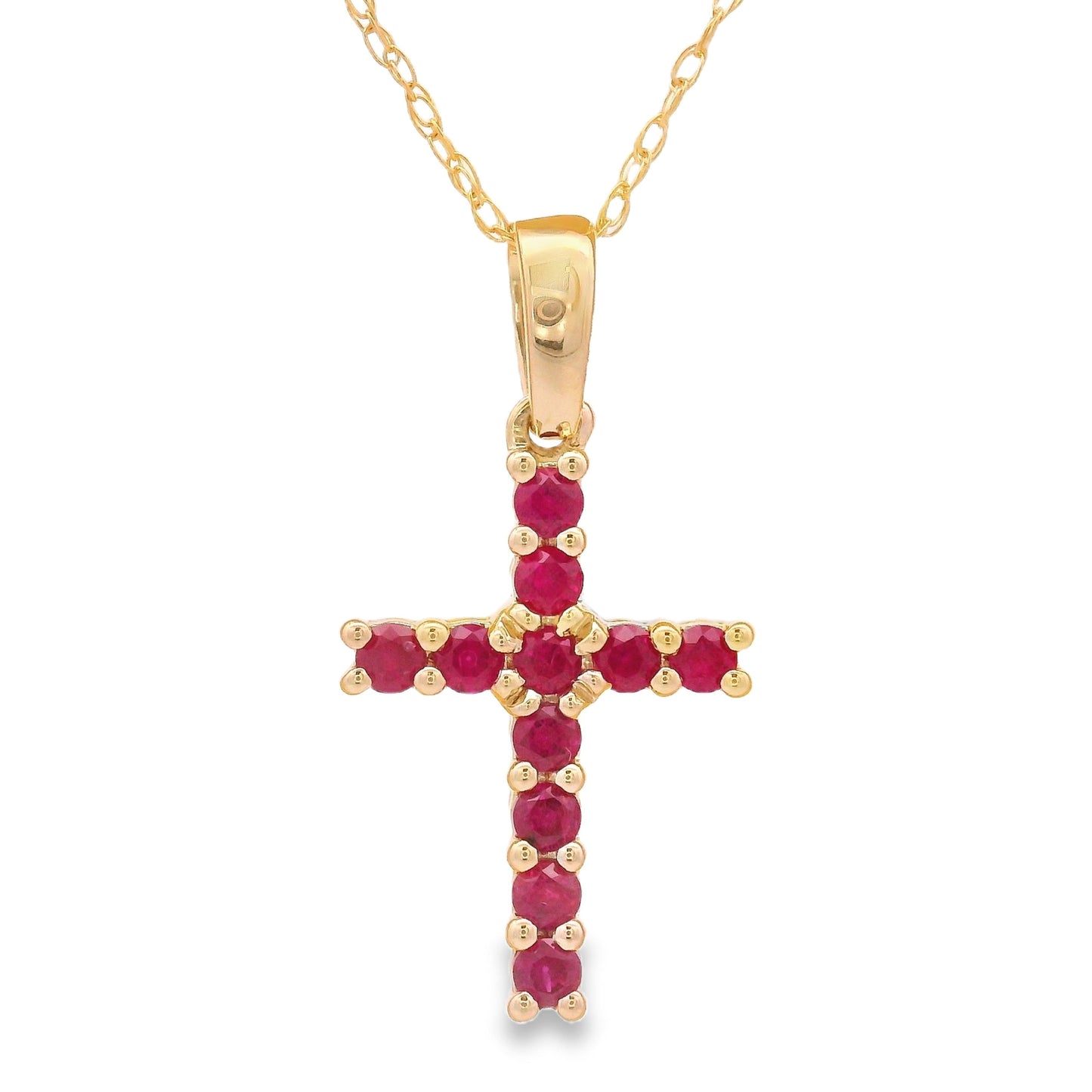 .29ct Ruby Cross Religious Pendant 14KT Yellow Gold Bids.com