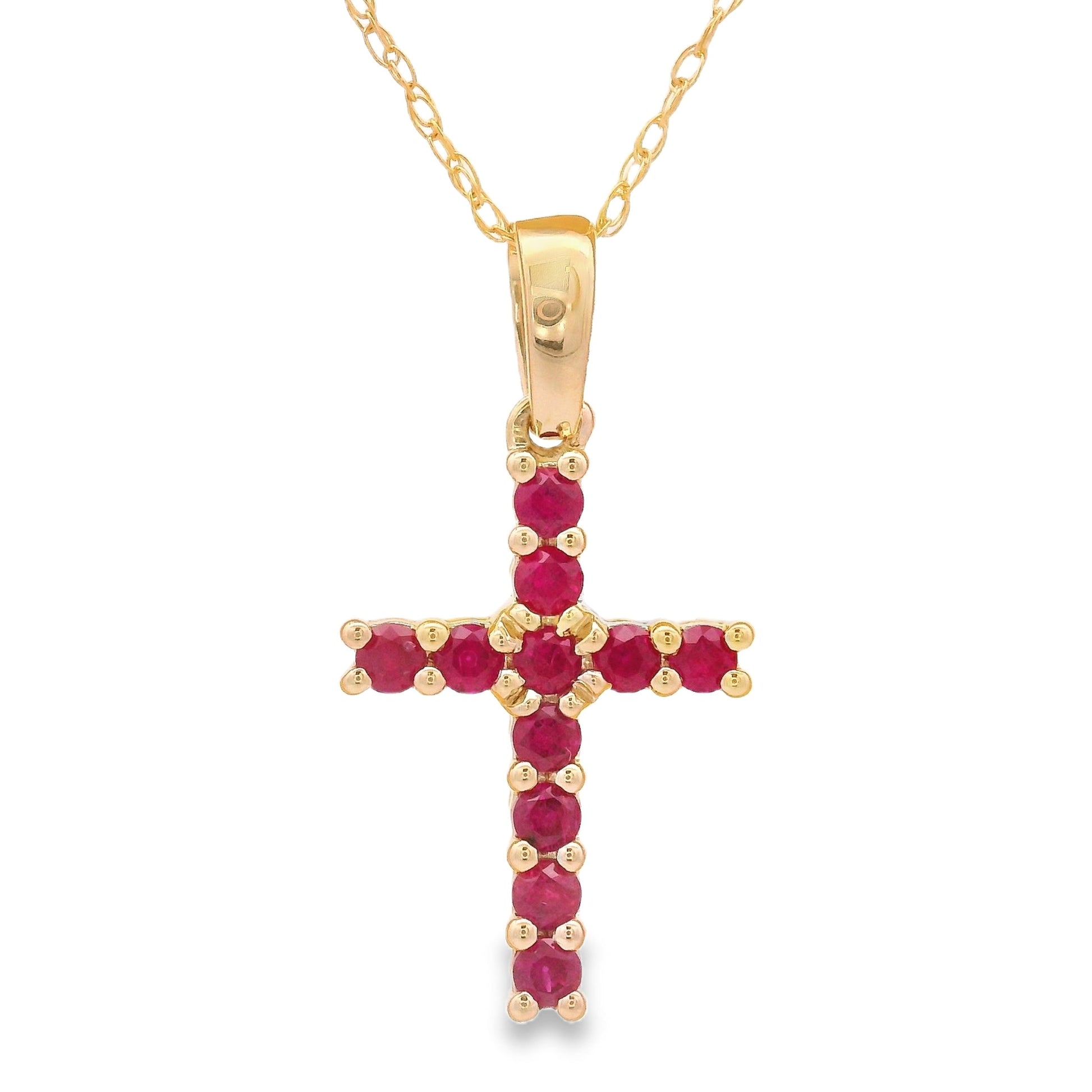 .29ct Ruby Cross Religious Pendant 14KT Yellow Gold Bids.com