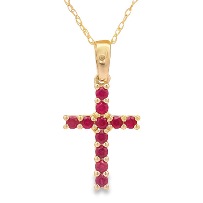 .29ct Ruby Cross Religious Pendant 14KT Yellow Gold Bids.com