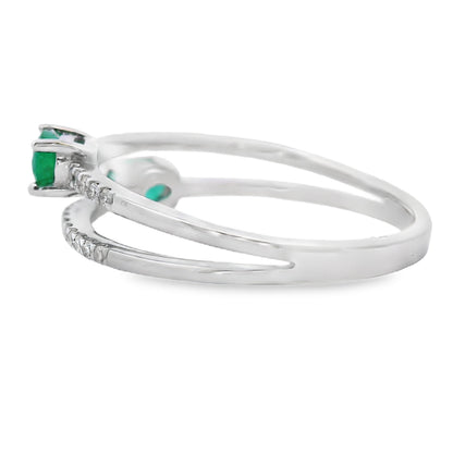 Natural .47ct Emerald Diamond Ring 14KT White Gold Bids.com