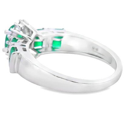 Genuine .80ct Emerald Diamond Ring 10KT White Gold Bids.com