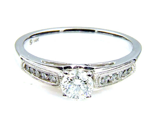 Natural .50ct Diamond Eng Only 14KT White Gold Bids.com