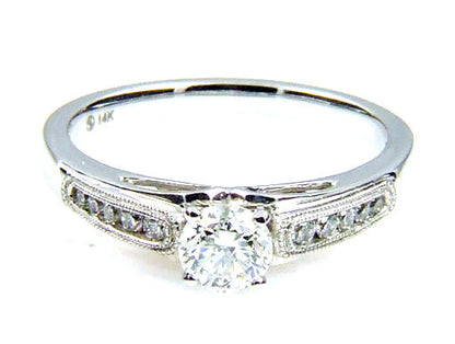 Natural .50ct Diamond Eng Only 14KT White Gold Bids.com