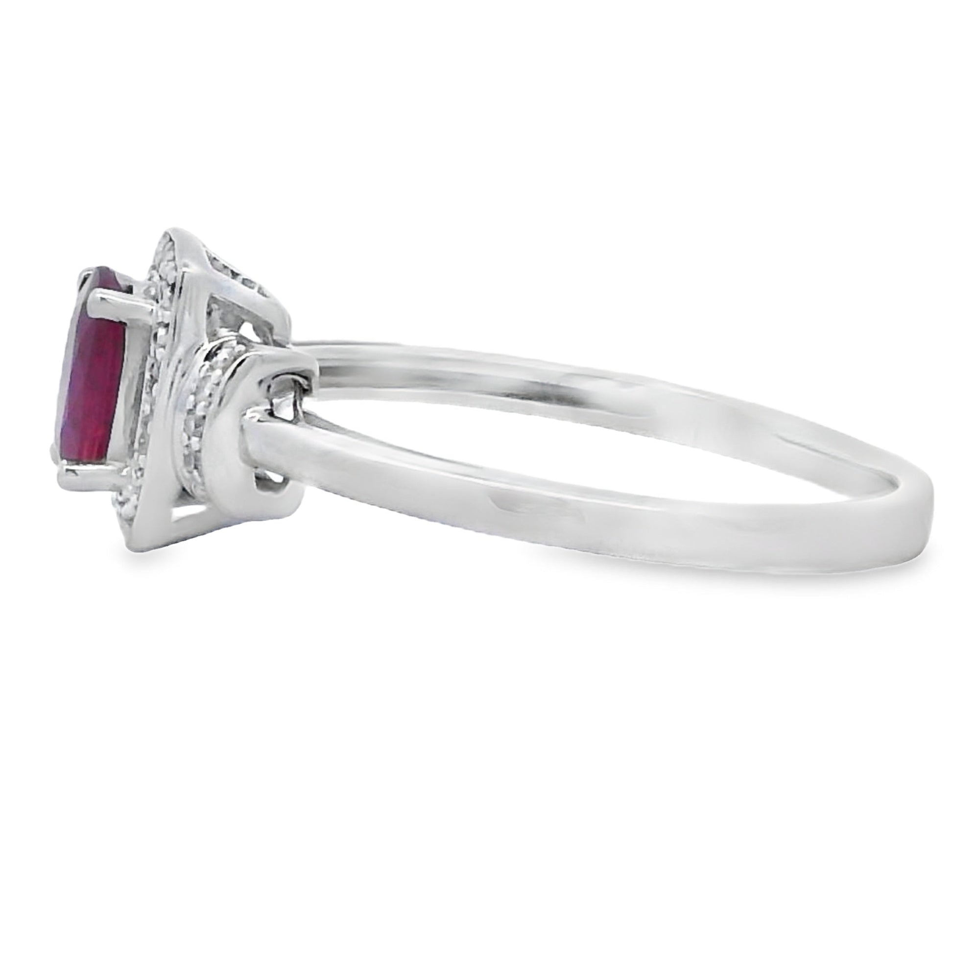 Natural .65ct Ruby Diamond Ring 10KT White Gold Bids.com