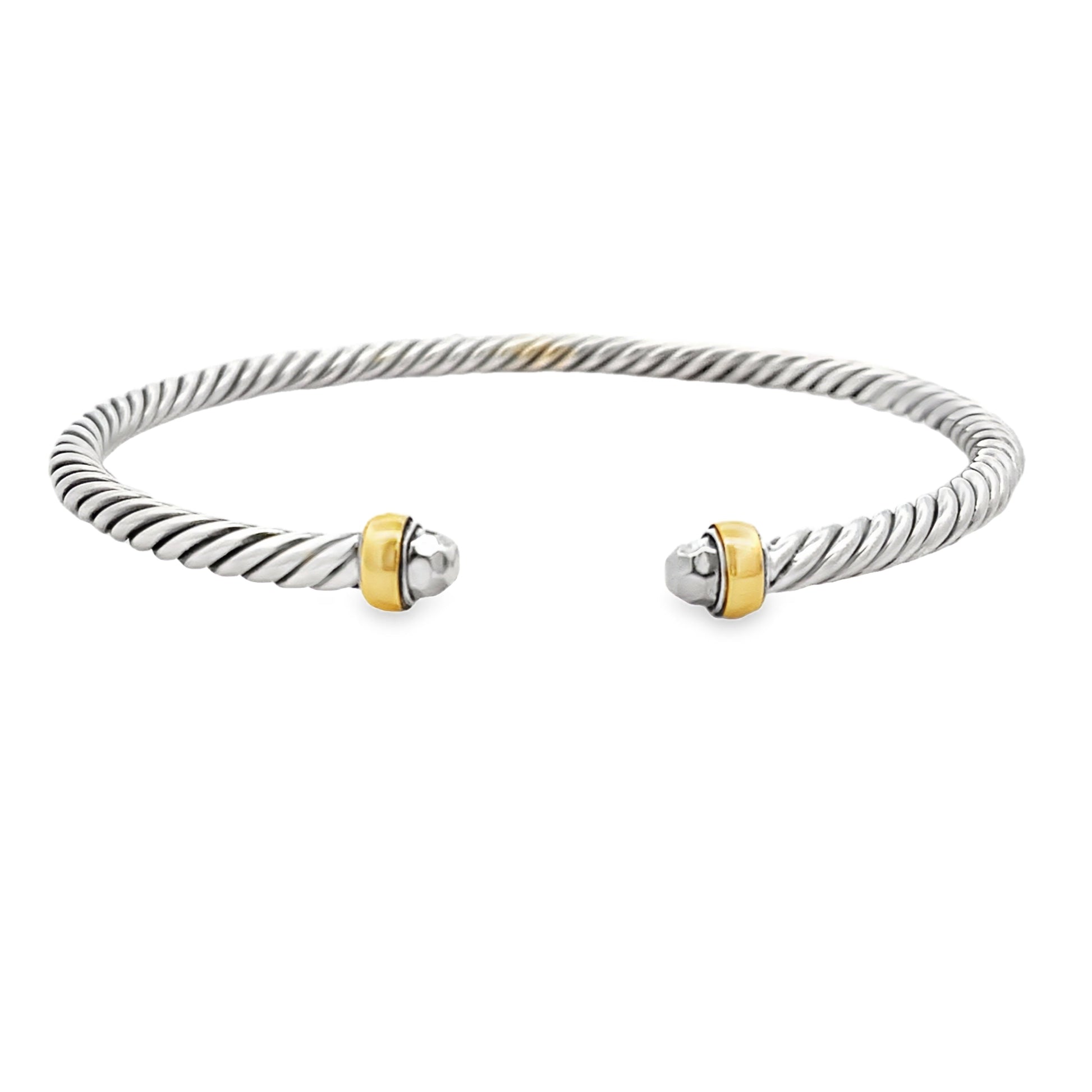 Bangle Bracelet Sterling Silver 18KT Gold Bids.com