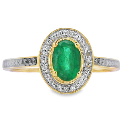 Natural .49ct Emerald Diamond Ring 10KT Yellow Gold Bids.com