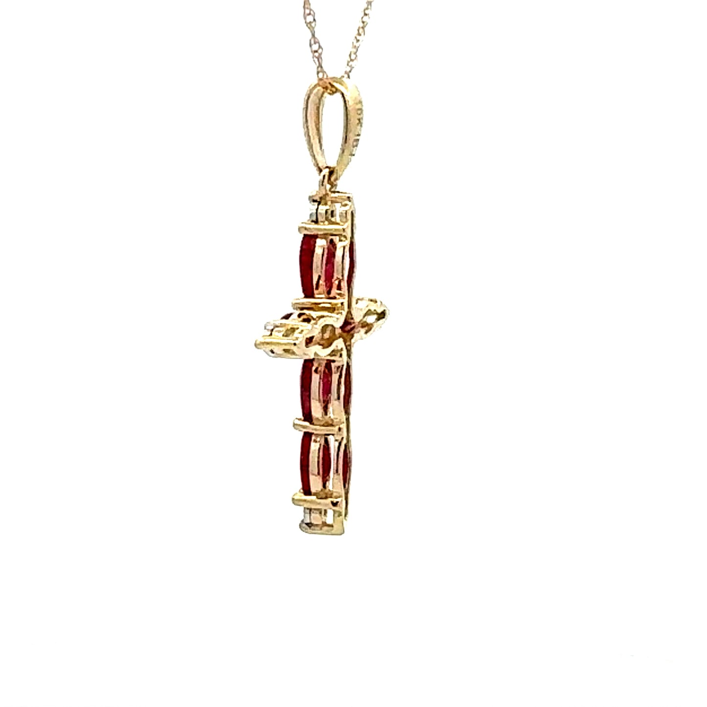 Ruby Diamond Cross Religious Pendant 10KT Yellow Gold Bids.com