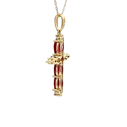 Ruby Diamond Cross Religious Pendant 10KT Yellow Gold Bids.com