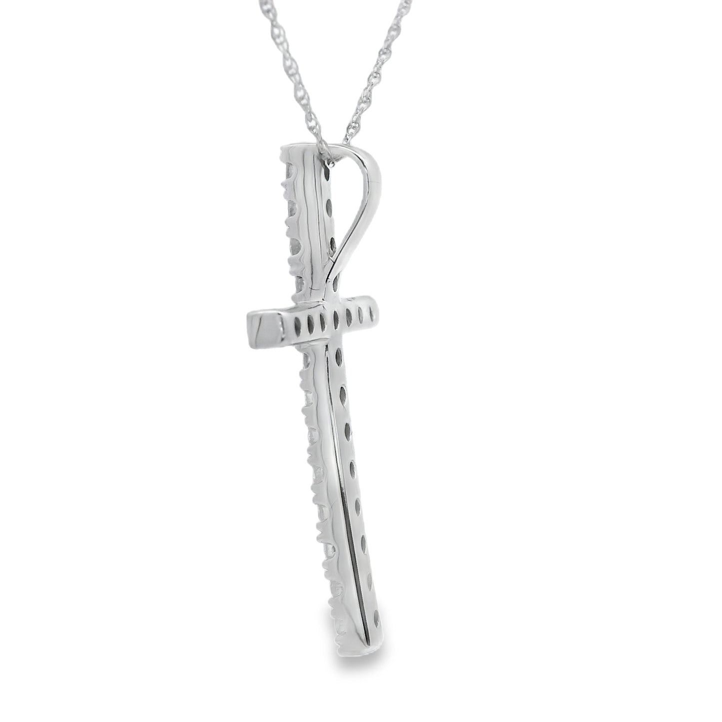 .50ct Diamond Cross Religious Pendant 14KT White Gold Bids.com