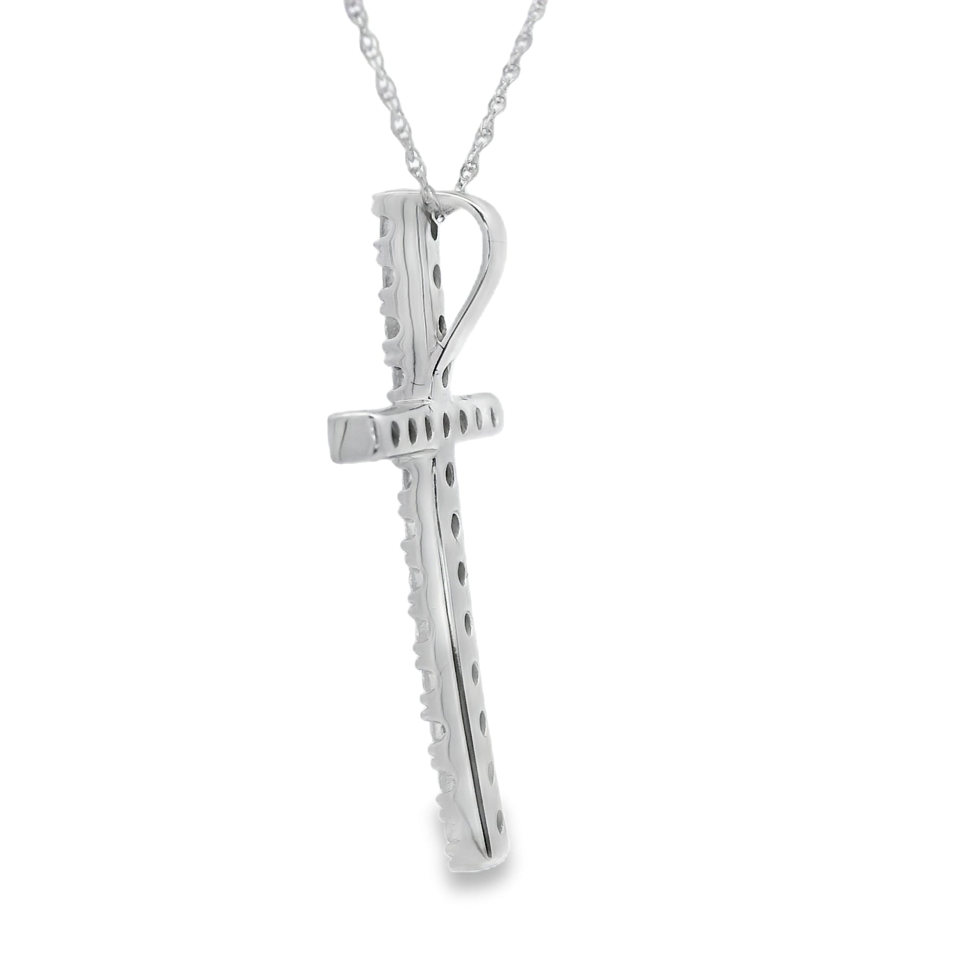 .50ct Diamond Cross Religious Pendant 14KT White Gold Bids.com