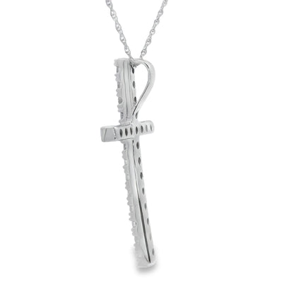 .50ct Diamond Cross Religious Pendant 14KT White Gold Bids.com
