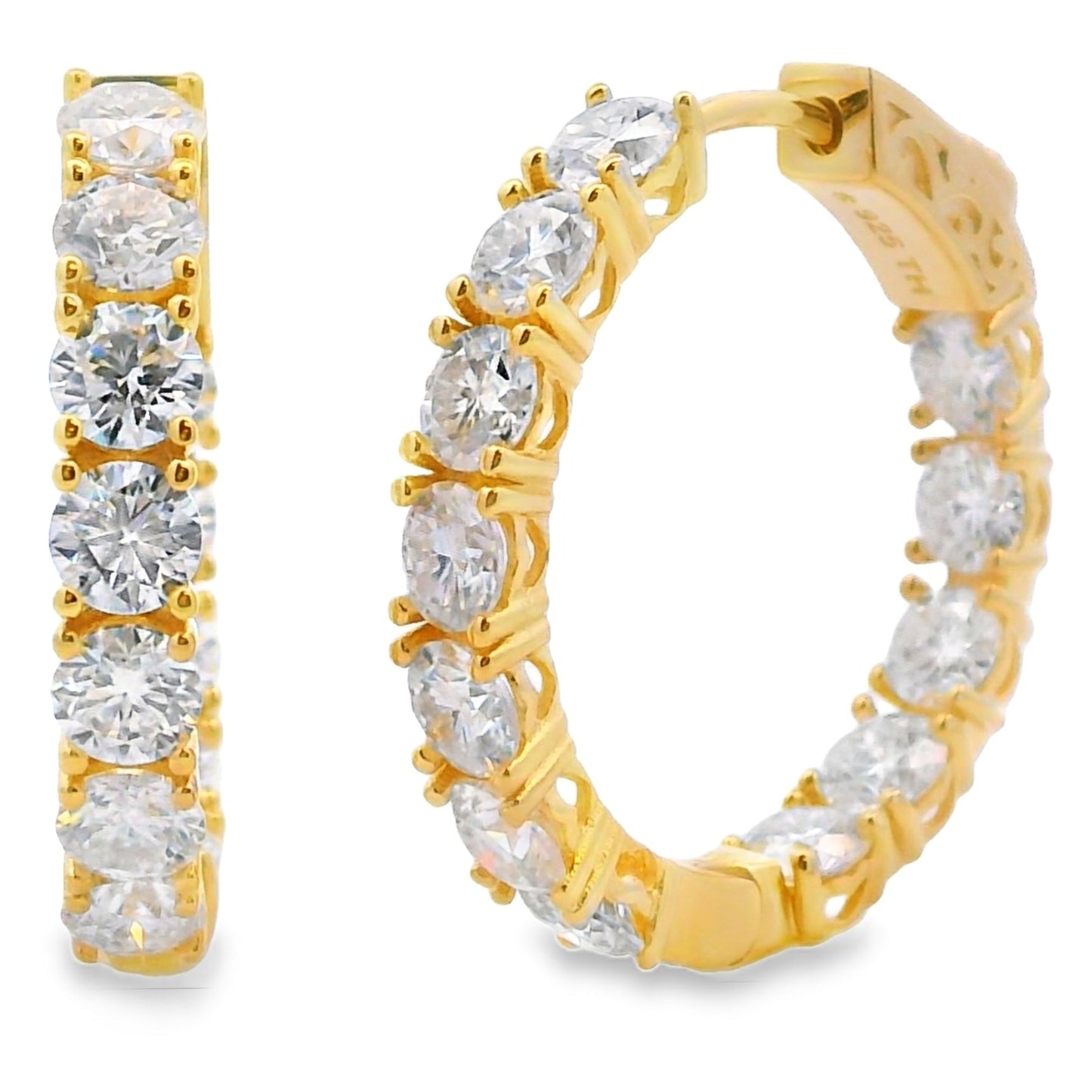Genuine 5.52ct Moissanite Hoop Earrings Sterling Silver Bids.com