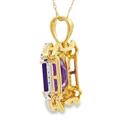 Amethyst Diamond Fashion Pendants 10KT Yellow Gold Bids.com