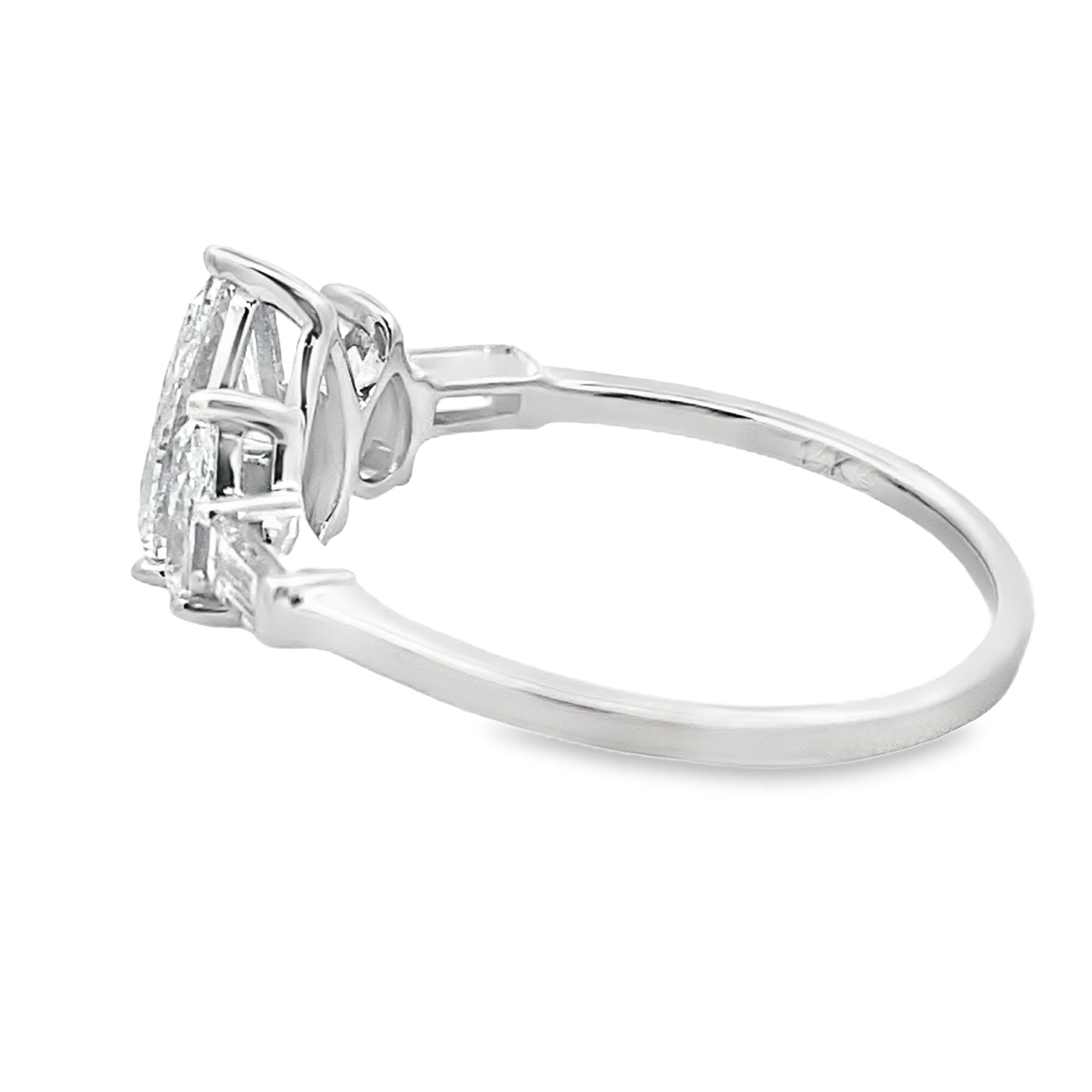 1.50ct Lab Grown Diamond 3 Stone Ring 14KT White Gold Bids.com