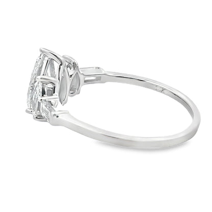 1.50ct Lab Grown Diamond 3 Stone Ring 14KT White Gold Bids.com