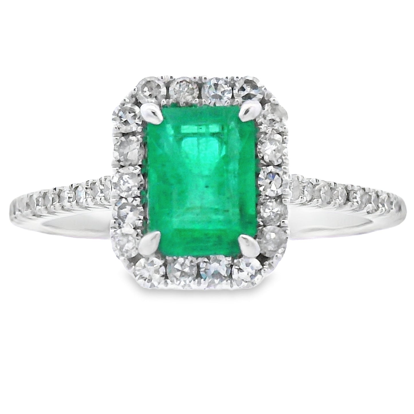 Genuine 1.26ct Emerald Diamond Ring 10KT White Gold Bids.com