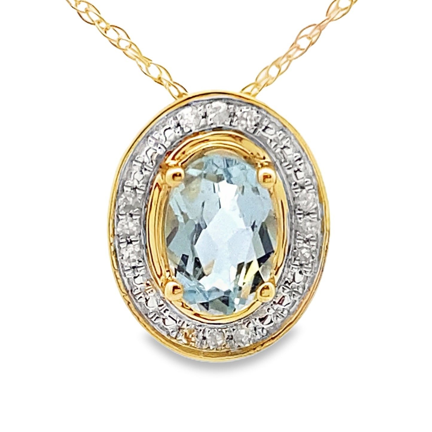 Aquamarine Diamond Fashion Pendants 10KT Yellow Gold Bids.com
