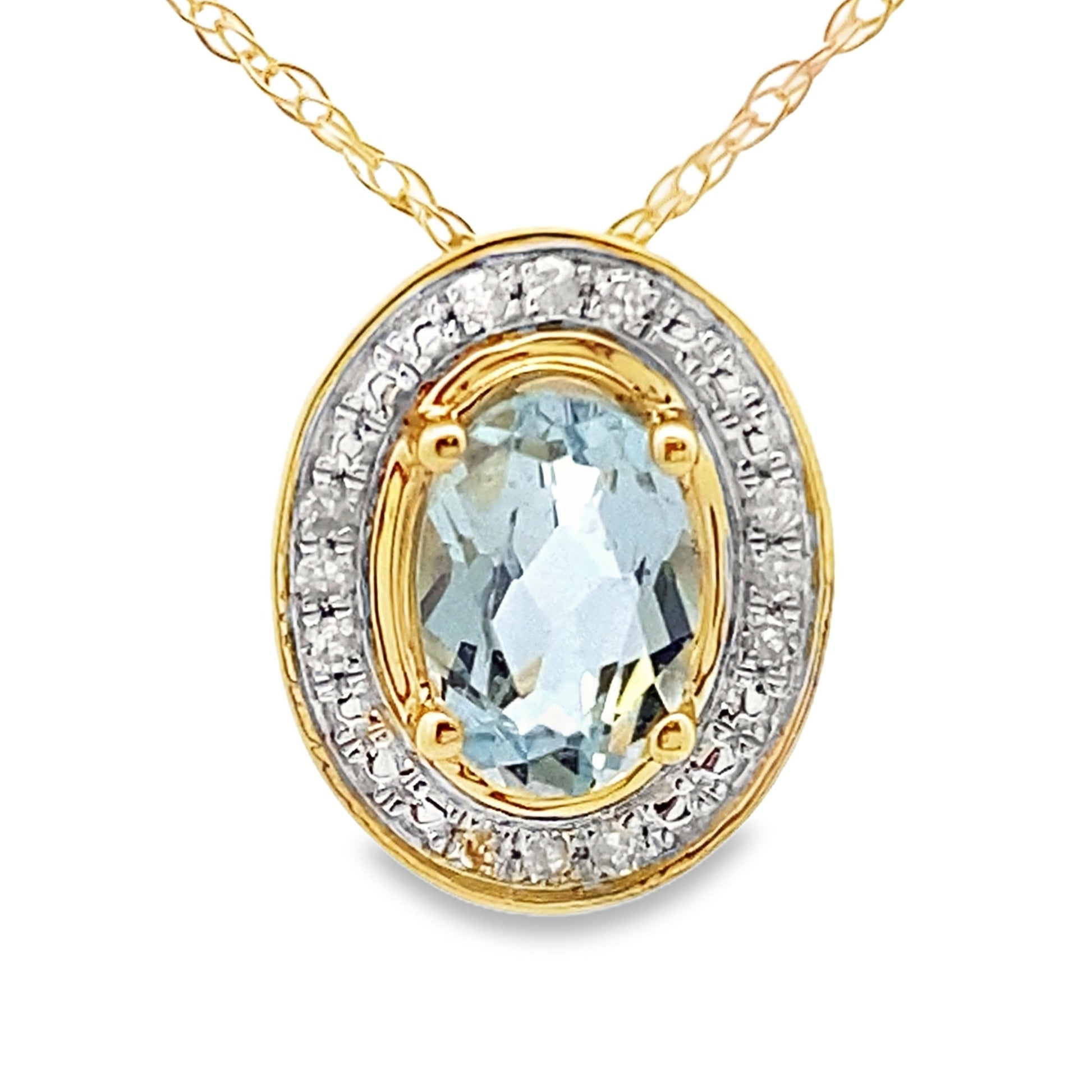 Aquamarine Diamond Fashion Pendants 10KT Yellow Gold Bids.com