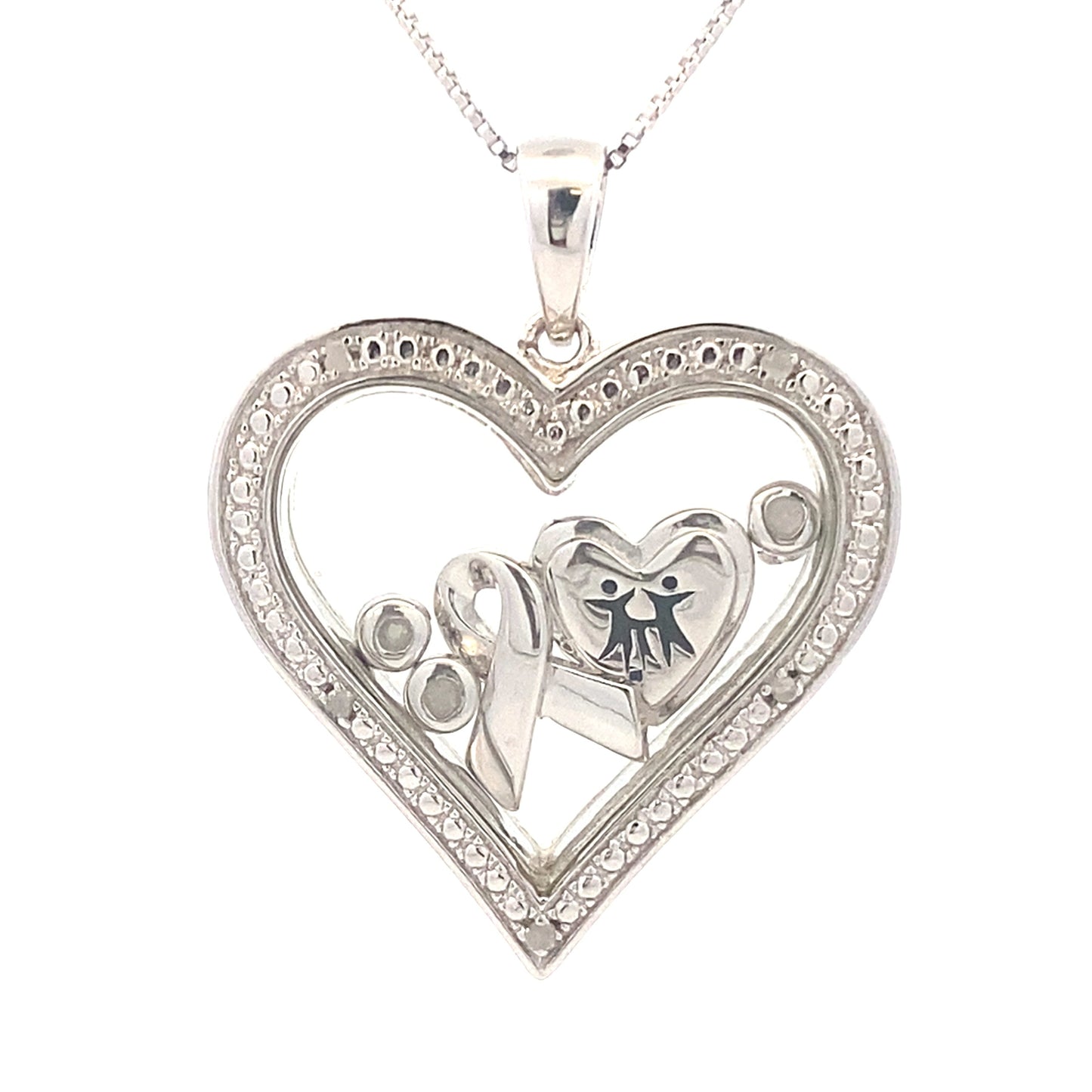 .02ct Diamond Heart Love Pendant Sterling Silver Bids.com