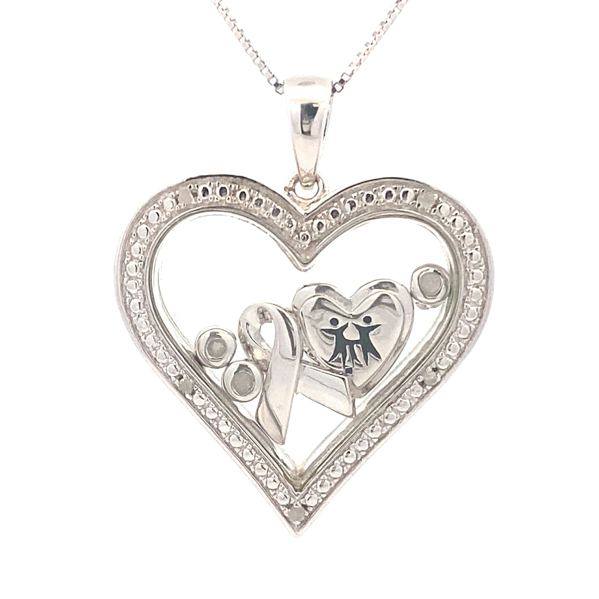 .02ct Diamond Heart Love Pendant Sterling Silver Bids.com
