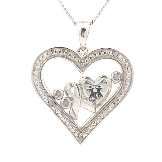 .02ct Diamond Heart Love Pendant Sterling Silver Bids.com