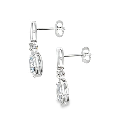 Aquamarine Diamond Dangle Earrings 10KT White Gold Bids.com