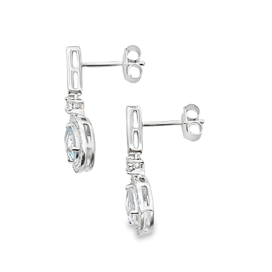 Aquamarine Diamond Dangle Earrings 10KT White Gold Bids.com