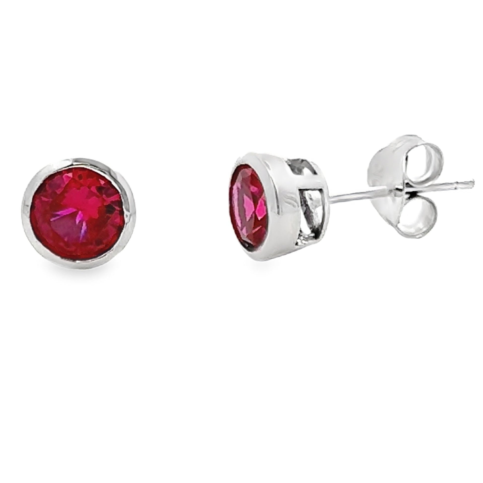 .89ct Created Ruby Stud Earrings 10KT White Gold Bids.com