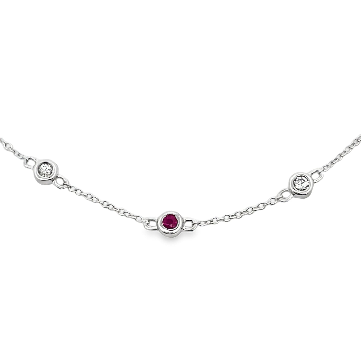 Natural .16ct Ruby Diamond Bracelet 14KT White Gold Bids.com