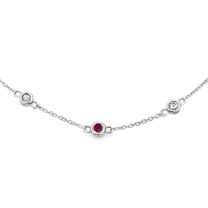 Natural .16ct Ruby Diamond Bracelet 14KT White Gold Bids.com