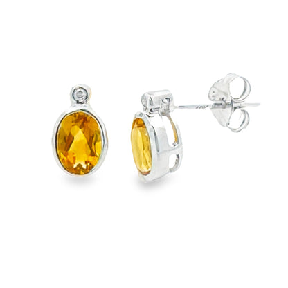 .79ct Citrine Diamond Stud Earrings 10KT White Gold Bids.com