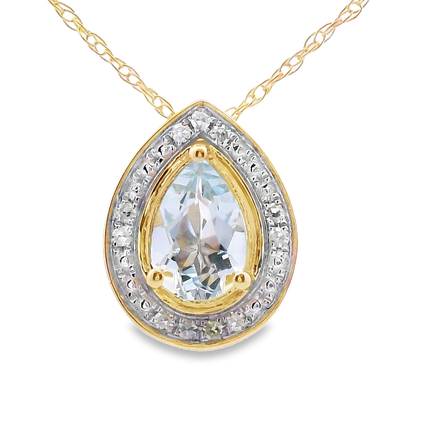 Aquamarine Diamond Fashion Pendants 10KT Yellow Gold Bids.com