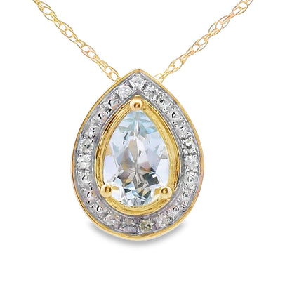 Aquamarine Diamond Fashion Pendants 10KT Yellow Gold Bids.com