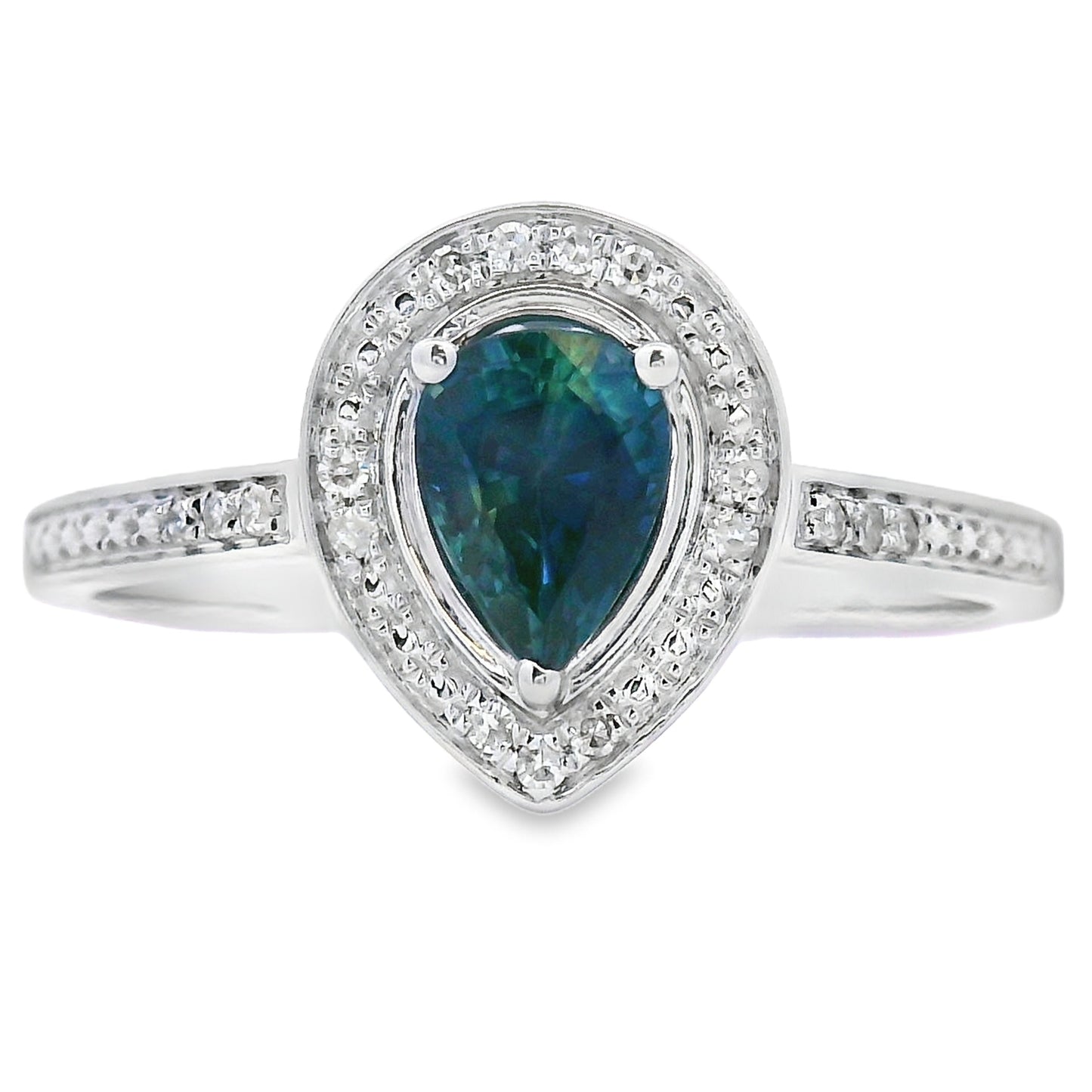 Genuine .54ct Sapphire Diamond Ring 10KT White Gold Bids.com