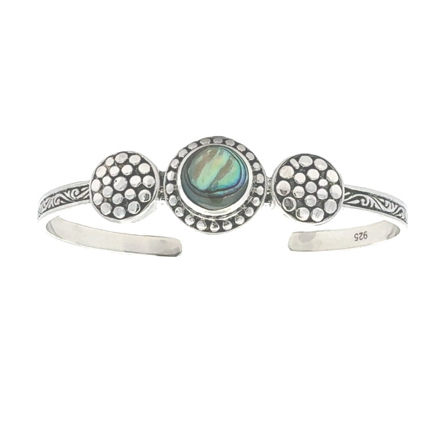 Genuine Abalone Bangle Bracelet Sterling Silver Bids.com