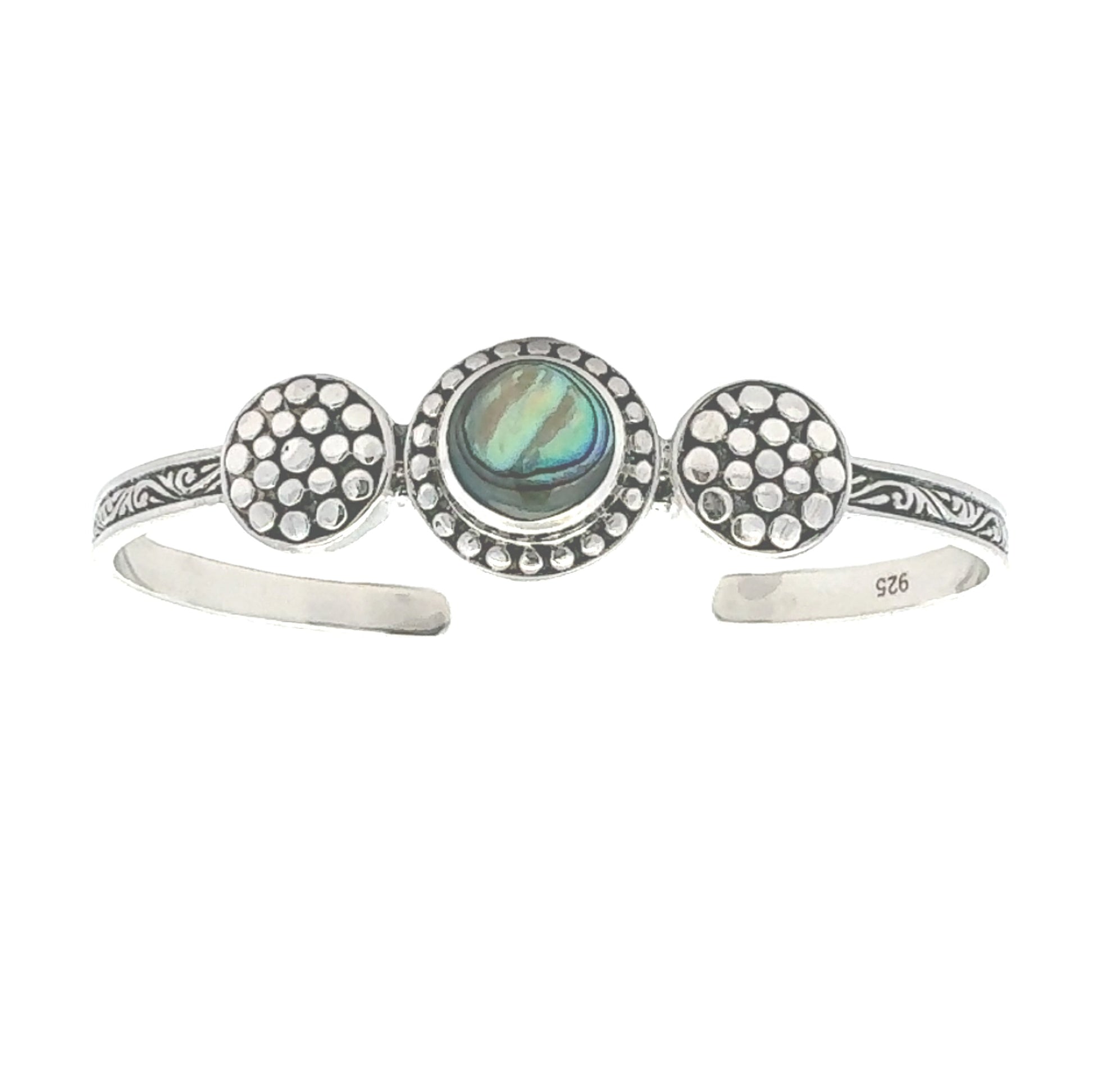 Genuine Abalone Bangle Bracelet Sterling Silver Bids.com