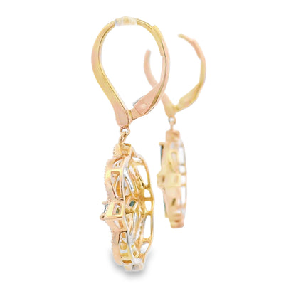 Sapphire Diamond Dangle Earrings 14KT Yellow Gold Bids.com