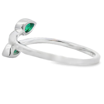 Natural .48ct Emerald Diamond Ring 14KT White Gold Bids.com
