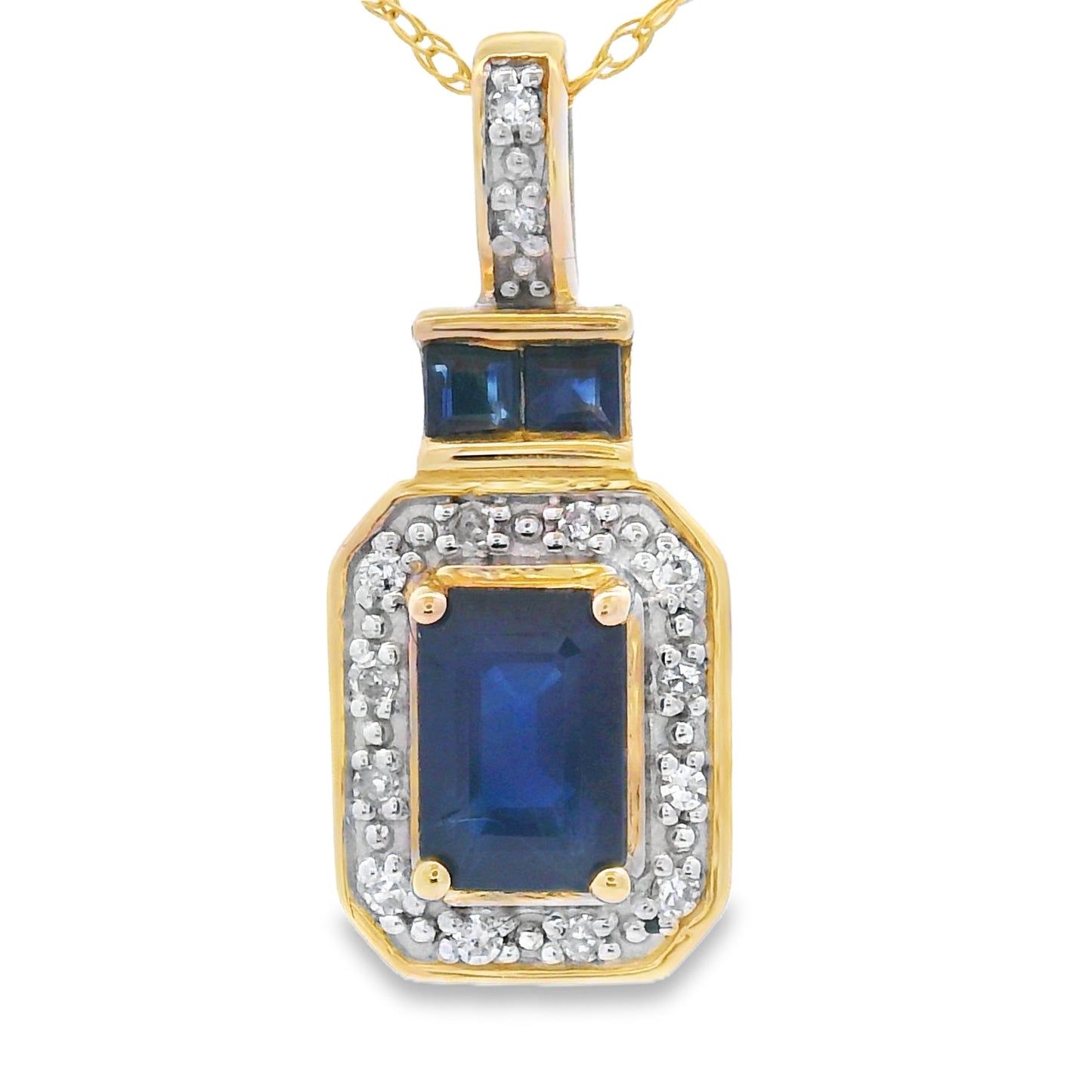 Sapphire Diamond Fashion Pendants 14KT Yellow Gold Bids.com
