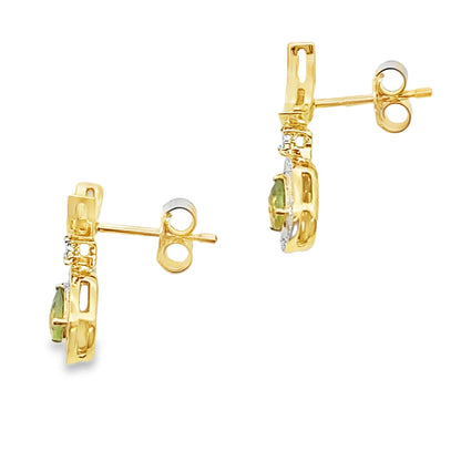.52ct Peridot Diamond Dangle Earrings 10KT Yellow Gold Bids.com