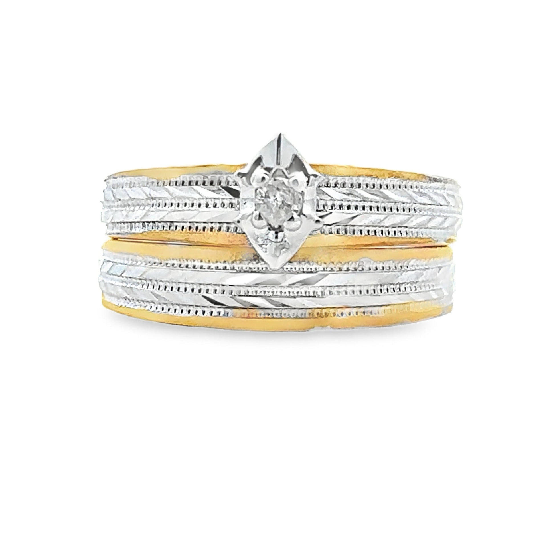 Diamond Engagement Ring Set Sterling Silver 14KT Gold Bids.com