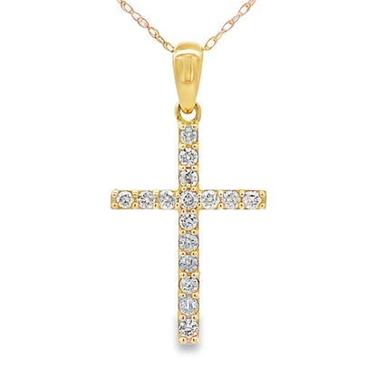 .30ct Diamond Cross Religious Pendant 14KT Yellow Gold Bids.com