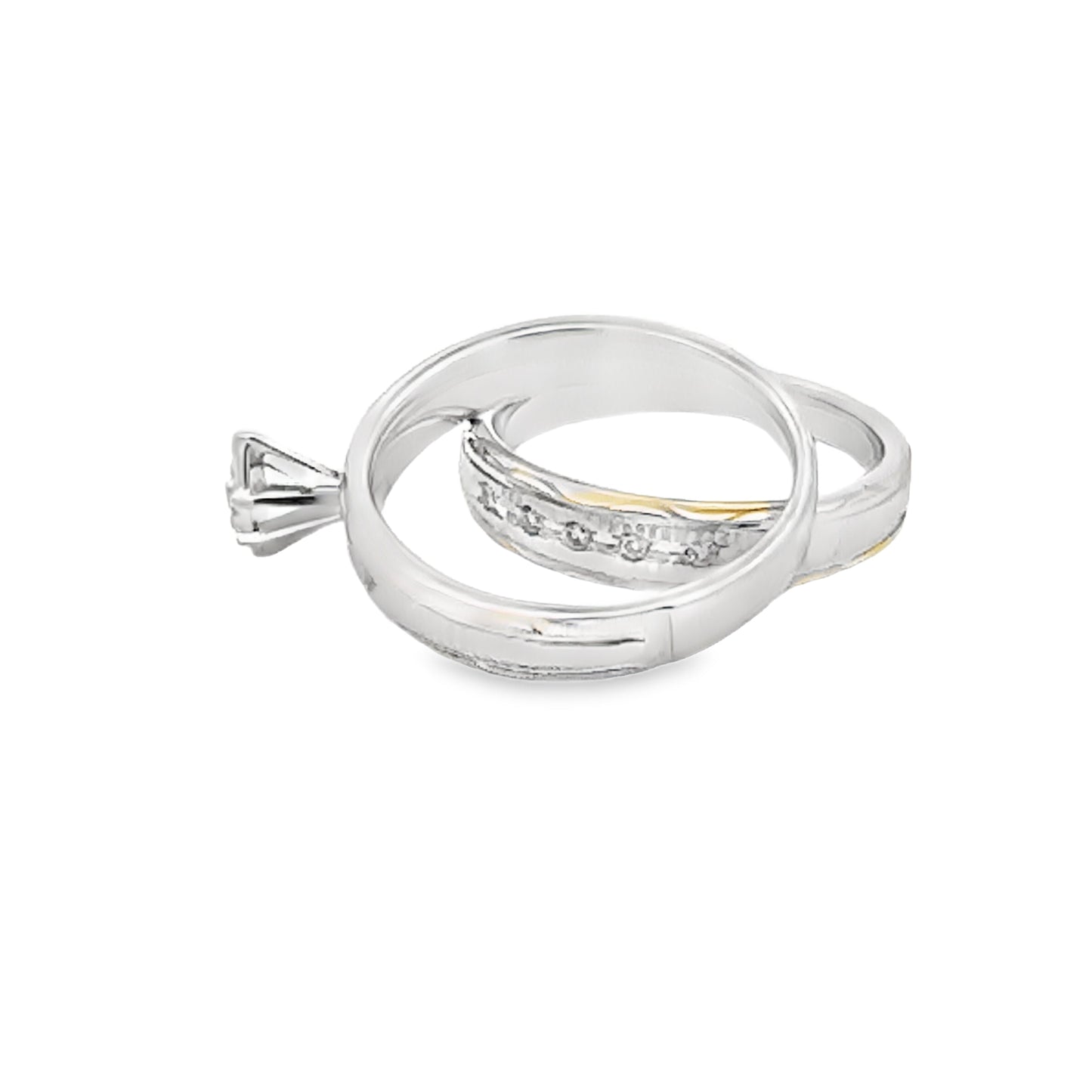 Diamond Engagement Ring Set Sterling Silver 14KT Gold Bids.com