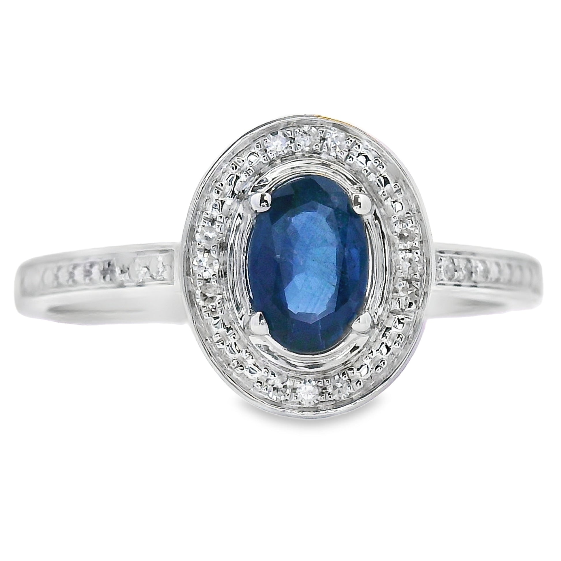 Genuine .67ct Sapphire Diamond Ring 10KT White Gold Bids.com