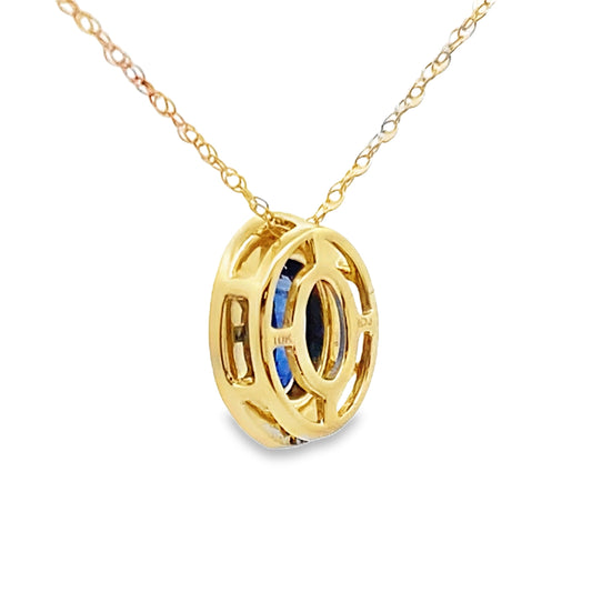 Sapphire Diamond Fashion Pendants 10KT Yellow Gold Bids.com