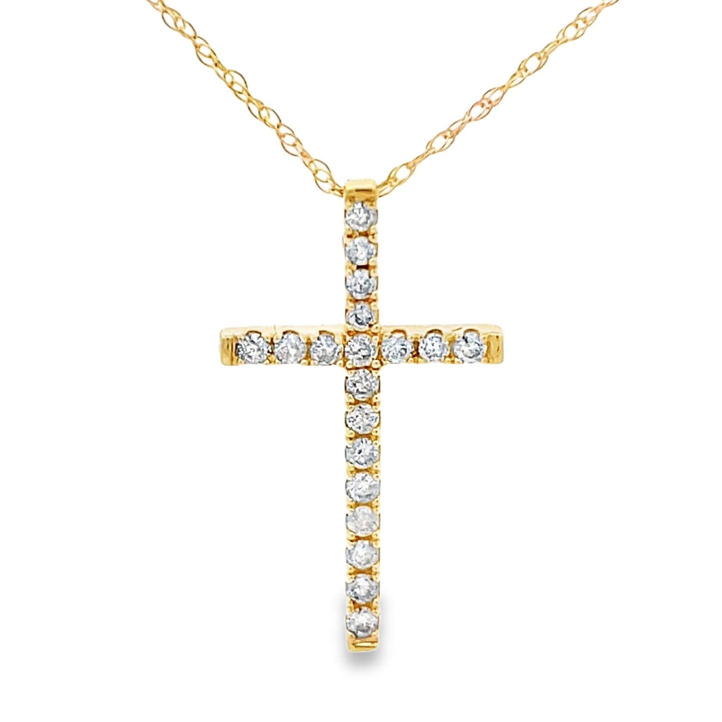 .19ct Diamond Cross Religious Pendant 14KT Yellow Gold Bids.com