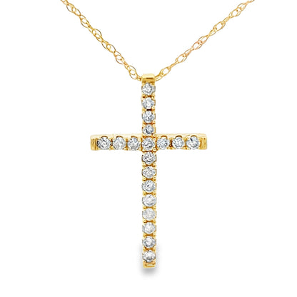 .19ct Diamond Cross Religious Pendant 14KT Yellow Gold Bids.com