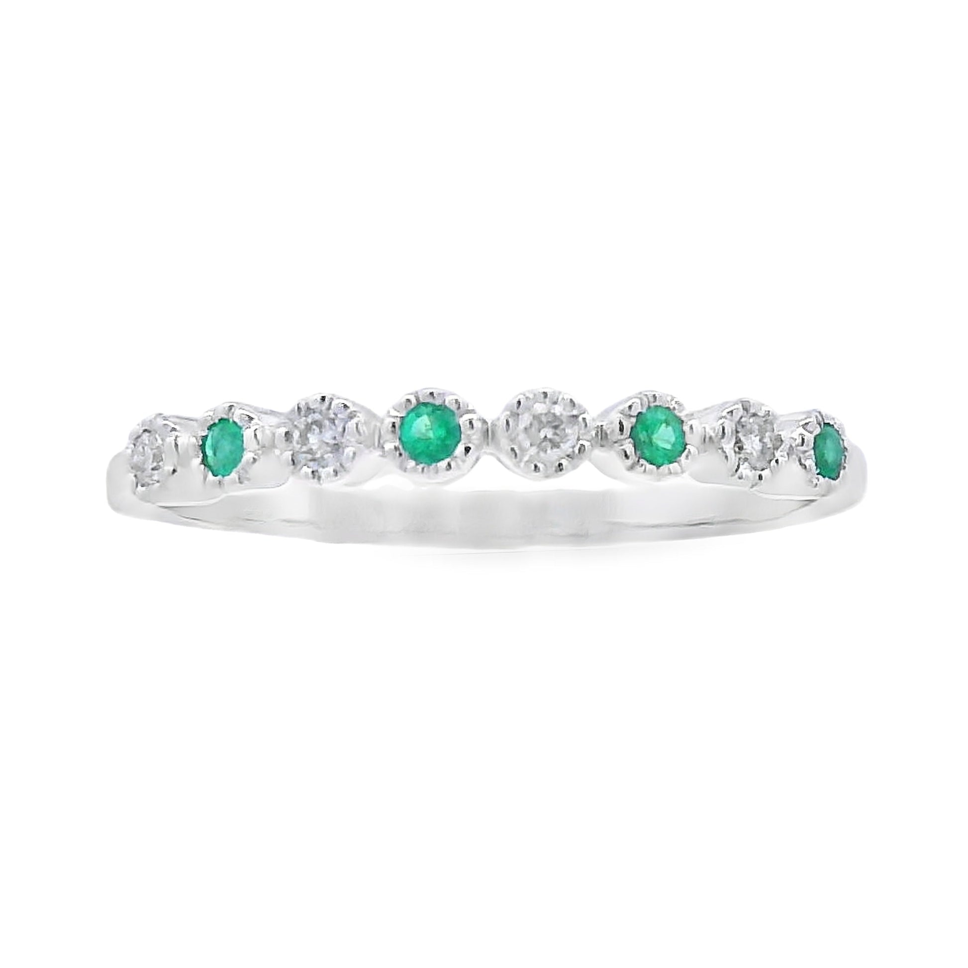 Emerald Diamond stackable band set 14KT White Gold Bids.com